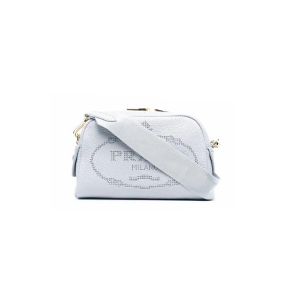 PRADA DEERSKIN SHOULDER BAG WOMEN'S LIGHT BLUE 1BH187 (20.5*13*8.5cm)  PRADA DEERSKIN SHOULDER BAG WOMEN'S LIGHT BLUE 1BH187 (20.5*13*8.5cm)